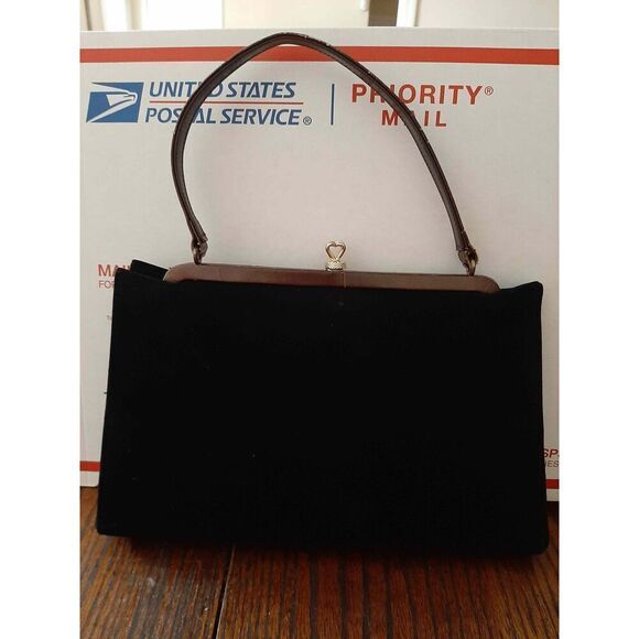 Vintage Melbourne Bags Black Velvet Frame Purse Bag Handbag - Picture 3 of 10